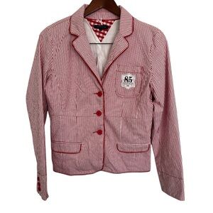 Tommy Hilfiger Red and White Striped Blazer size 16